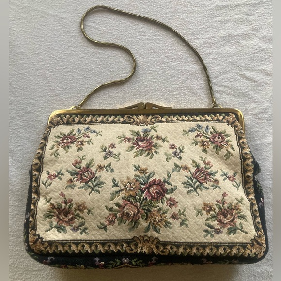 Vintage Floral Tapestry Kiss Lock Mini Handbag - Picture 3 of 14